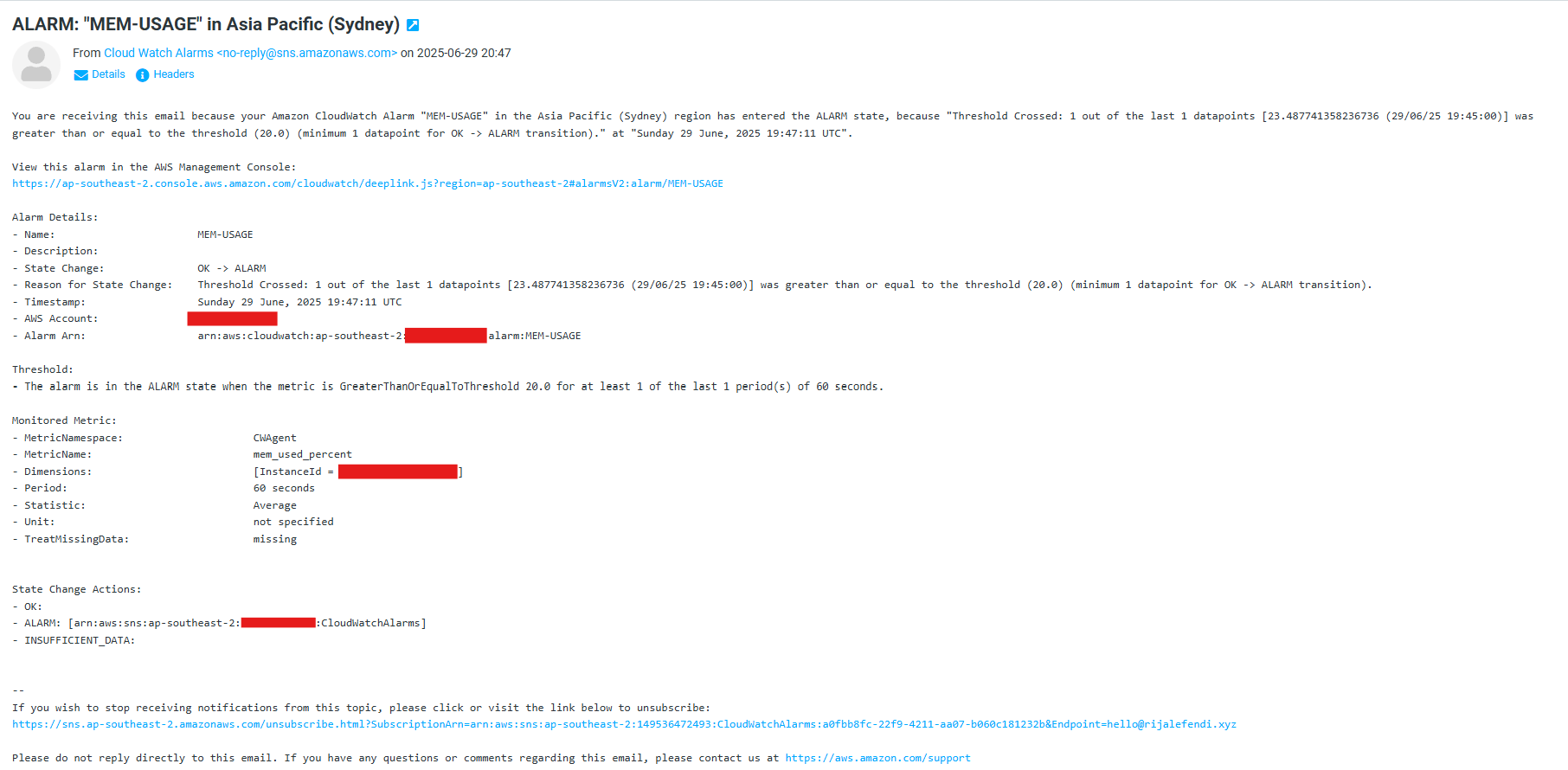 system-metric-email